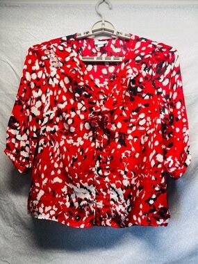 Liz Claiborne Women’s Size 3/4 Sleeve Blouse Brushstroke Print Size Medium
